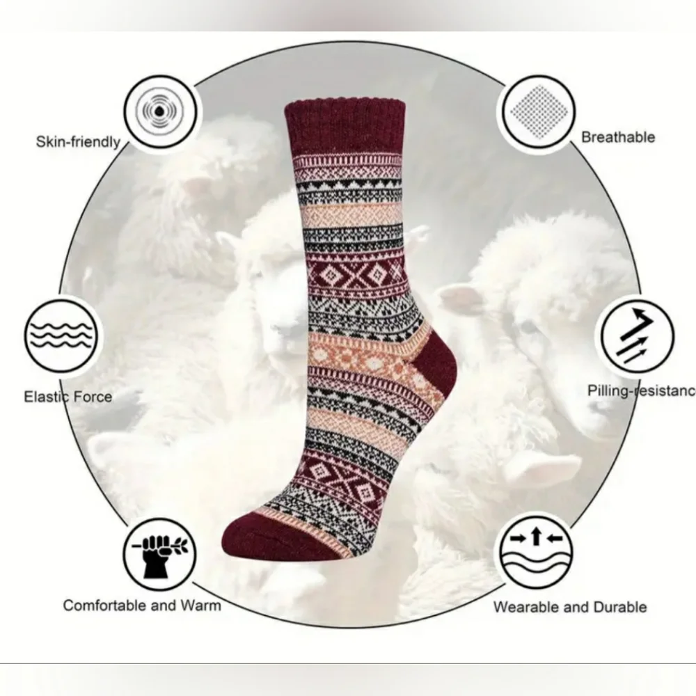 NEW 5 Pairs Geometric Pattern Socks Women's Size 9-11